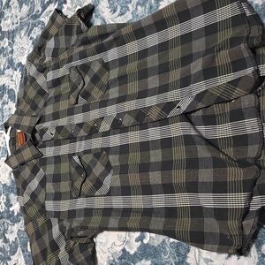 Men's Green and Black Plaid Button Down Shirt